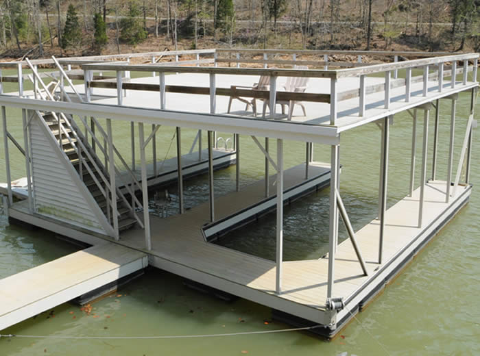 Boat dock with upper level deck patio Norris Lake
